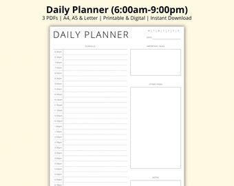 Daily Planner Printable, Time Blocking Planner Template, 30 Minute Day Schedule, Digital Task List, Productivity Planner, A4/A5/Letter