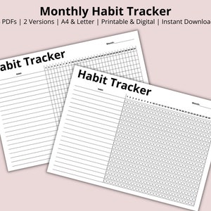 Monthly Habit Tracker, Goal Tracker, 30 Day Habit Tracker, 30 Day Challenge, Routine Planner Template, Printable/Digital, A4/Letter