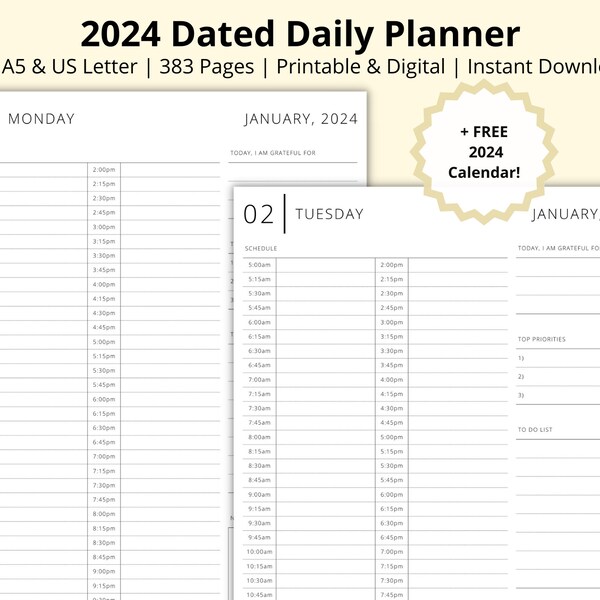 2024 Daily Dated Planner Etsy