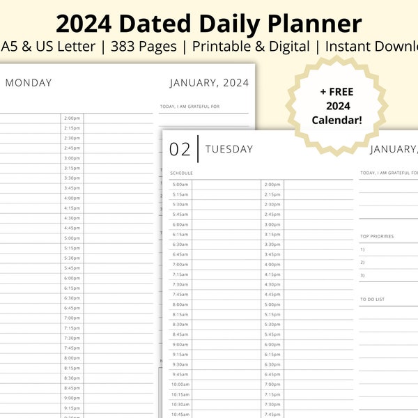 2024 Daily Dated Planner Etsy