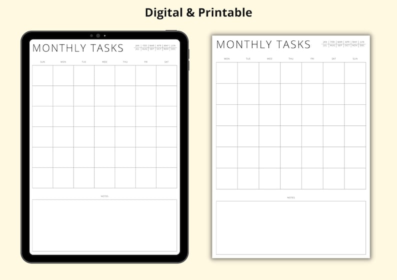 Monthly Tasks Printable, Monthly Planner Template, Blank Calendar Pages ...