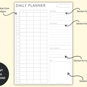 15 Minute Planner, Printable Daily Planner, Time Blocking, Day Schedule ...