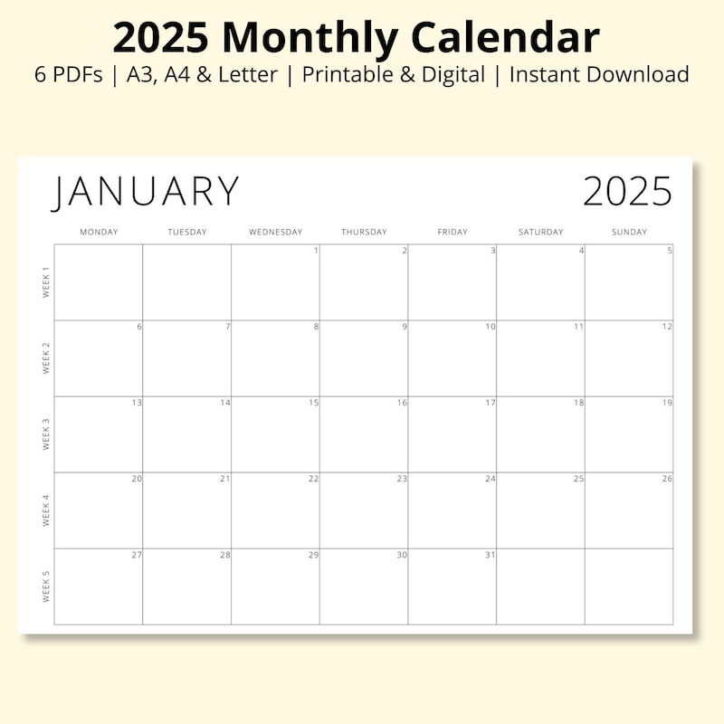 Week Numbers for 2025 - Etsy image.