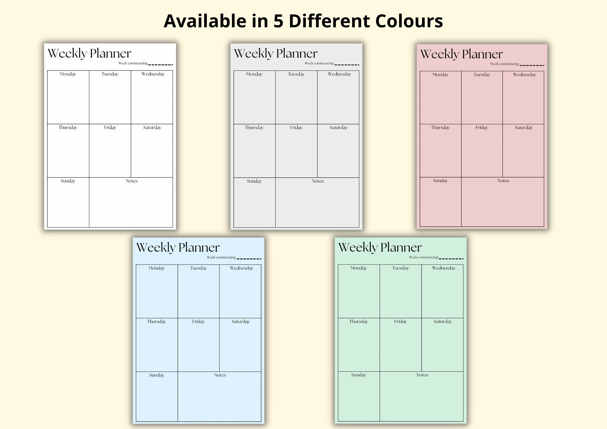 Week at a Glance Planner Weekly Planner PDF Weekly Overview Etsy