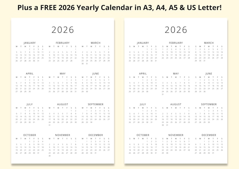 2026 Daily Planner, 2026 Calendar Printable, Blank Schedule, Dated ...