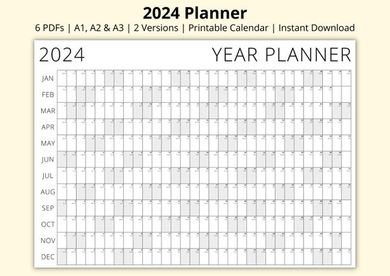 2024 Planner, Simple Yearly Calendar, Large Wall Planner, Annual