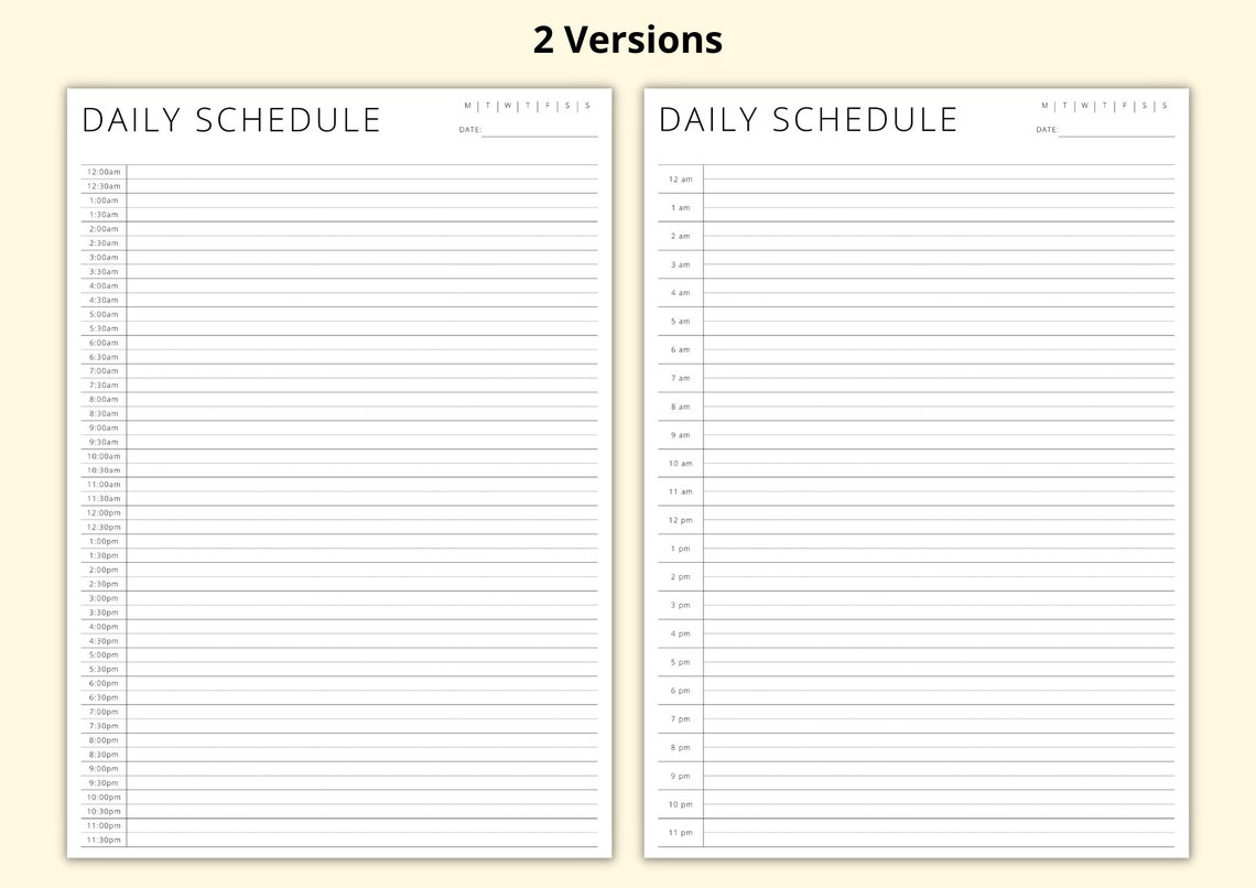 Daily Planner 24 Hour Planner 30 Minute Schedule Time Blocking PDF Daily Planner 24 Hour Planner 30 Minute Schedule Time Blocking PDF