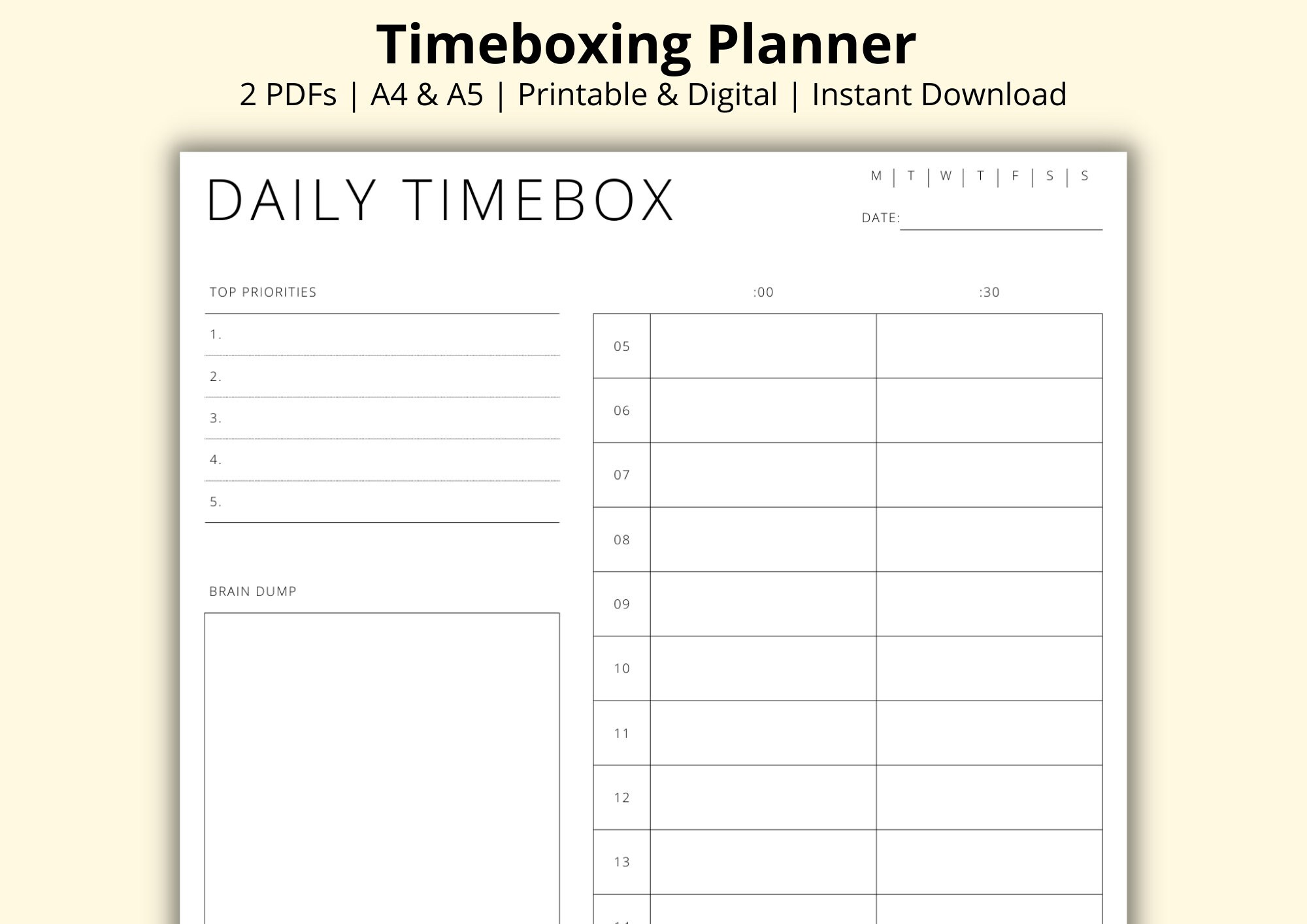 Timeboxing Planner Daily Timebox Template Time Blocking PDF - Etsy