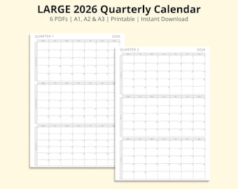 2026年 四半期カレンダー 2026年 3ヶ月/ページプランナー 2026年