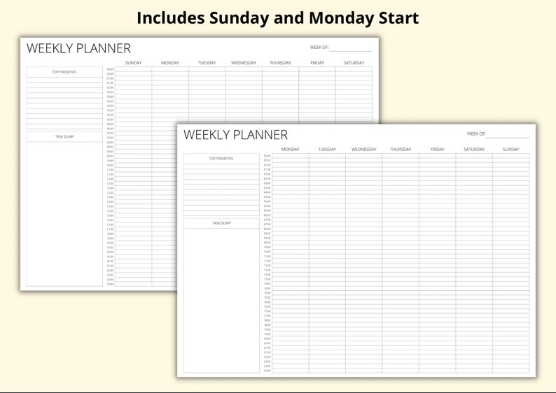Time Box Week Weekly Timebox Planner, Weekly Time Blocking Template, Week at a Glance ...
