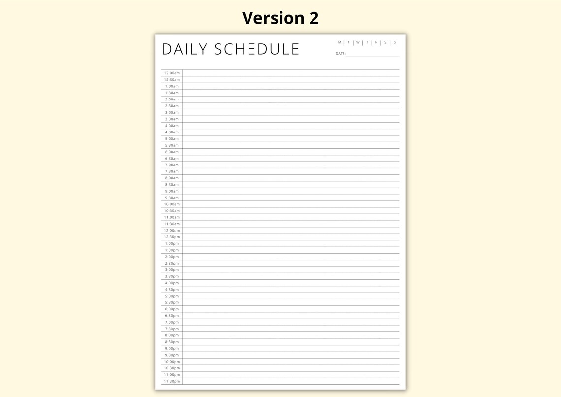 Daily Planner 24 Hour Planner 30 Minute Schedule Time Blocking PDF Daily Planner 24 Hour Planner 30 Minute Schedule Time Blocking PDF