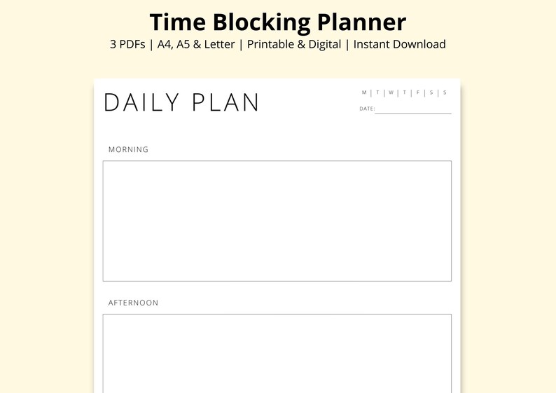 Time Blocking Planner, Schedule Planning, Morning Afternoon Evening ...