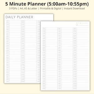 Planificador de 5 minutos, Seguimiento de citas, Bloque de tiempo PDF, Plantilla de programación, Resumen diario, Gestión del tiempo, Imprimible/Digital, A4/A5/Carta