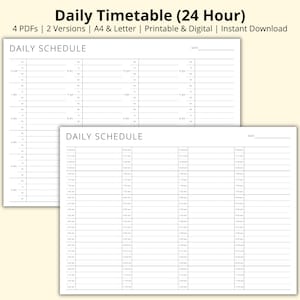 Daily Timetable Sheet, 15 Minute Increments, Appointment Book, Daily Schedule Template, Time Blocking, 24 Hour Planner Printable, A4/Letter