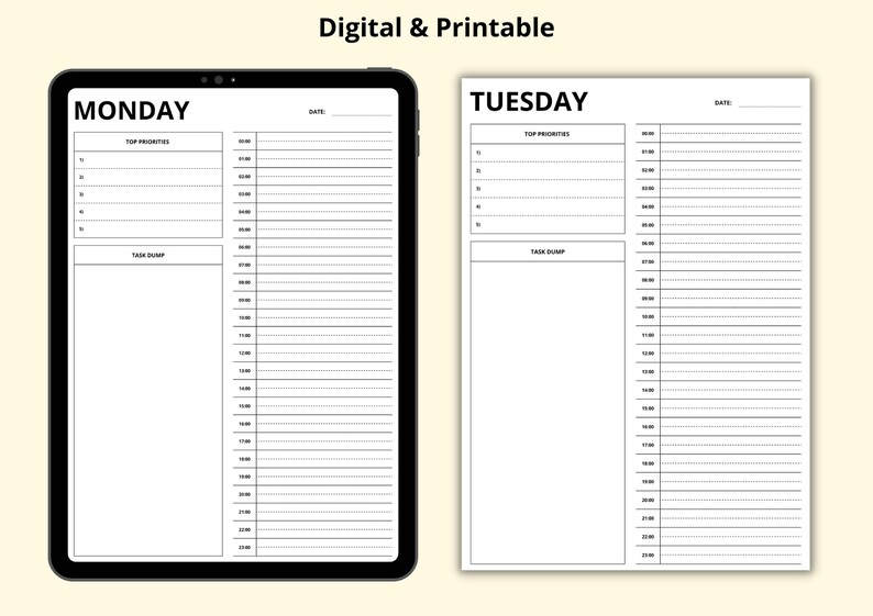 Timebox Planner, 7 Day Time Blocking, Daily Planner, 24 Hour Planner ...