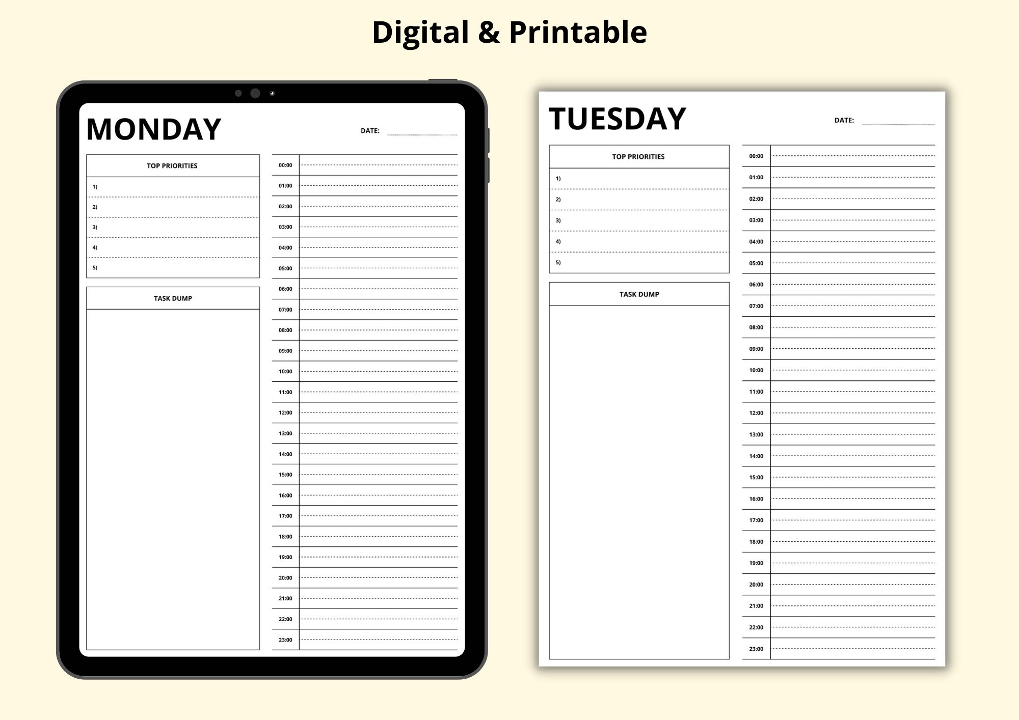 Timebox Planner, 7 Day Time Blocking, Daily Planner, 24 Hour Planner ...