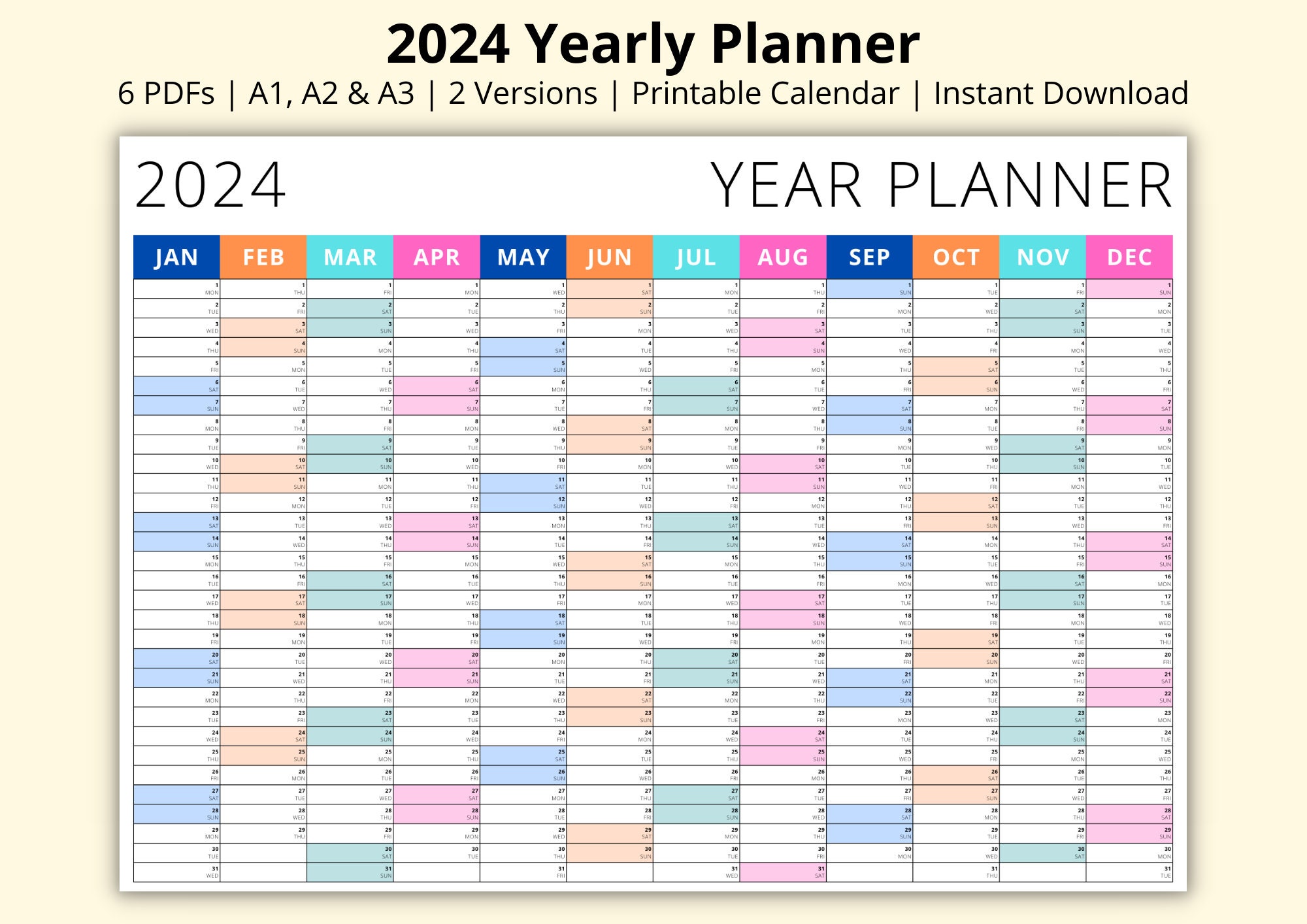 2025 Yearly Planner Simple 2025 Calendar Large Wall Planner Etsy UK