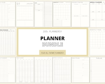 Planner Bundle - Daily Weekly Monthly Yearly Planners, To Do Lists, Printable/Digital Planner Templates, Productivity Planner, A4/A5/Letter