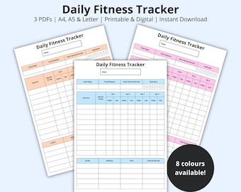 Fitness Tracker, Workout Tracker, Weight Loss Chart PDF, Exercise Planning, Diet Journey, Daily Gym Planner, Printable/Digital, A4/A5/Letter