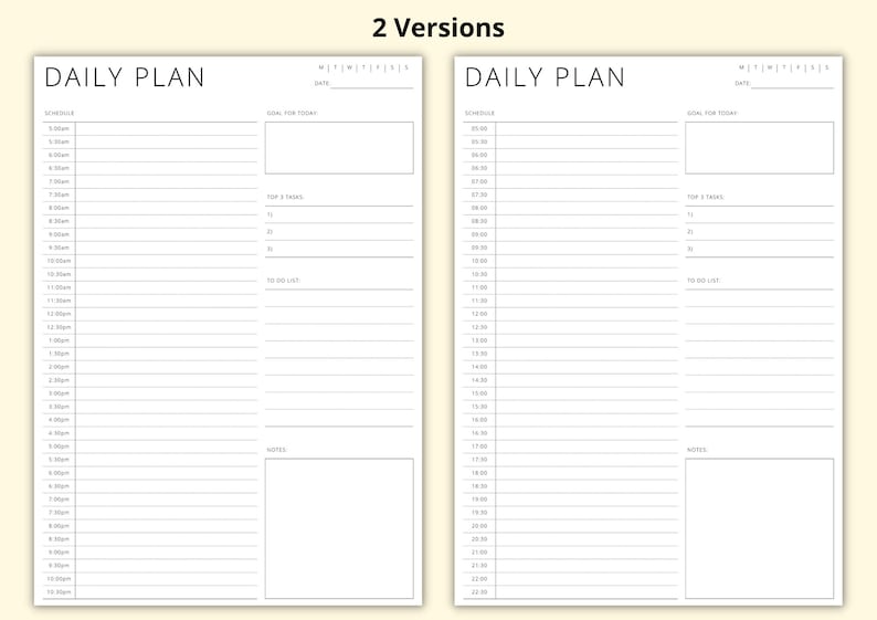 Daily Time Blocking Planner Template, 30 Minute Schedule, Daily Agenda PDF, Simple Productivity Planner, Printable/Digital, A4/A5/Letter image 3