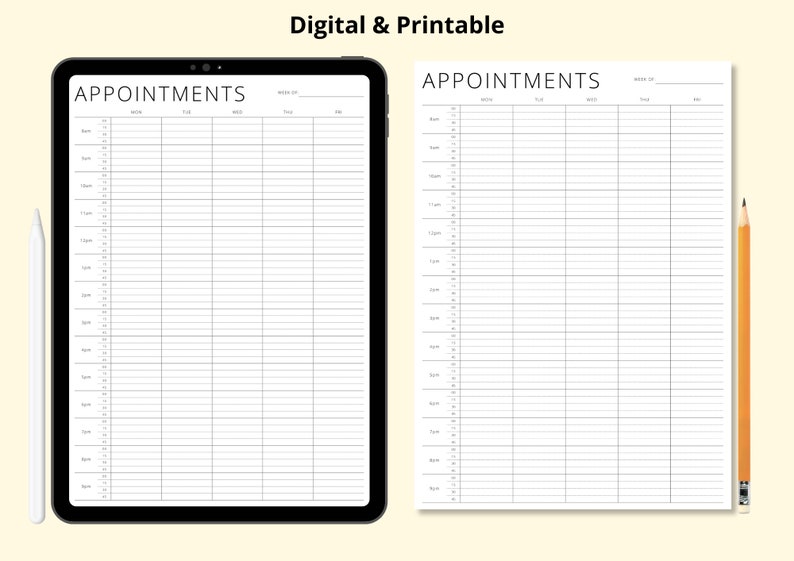 Appointment Tracker Printable, 15 Minute Interval Planner Template, 5 Day Appointment Sheet, Appointment Diary, Weekly Overview,A4/A5/Letter image 3