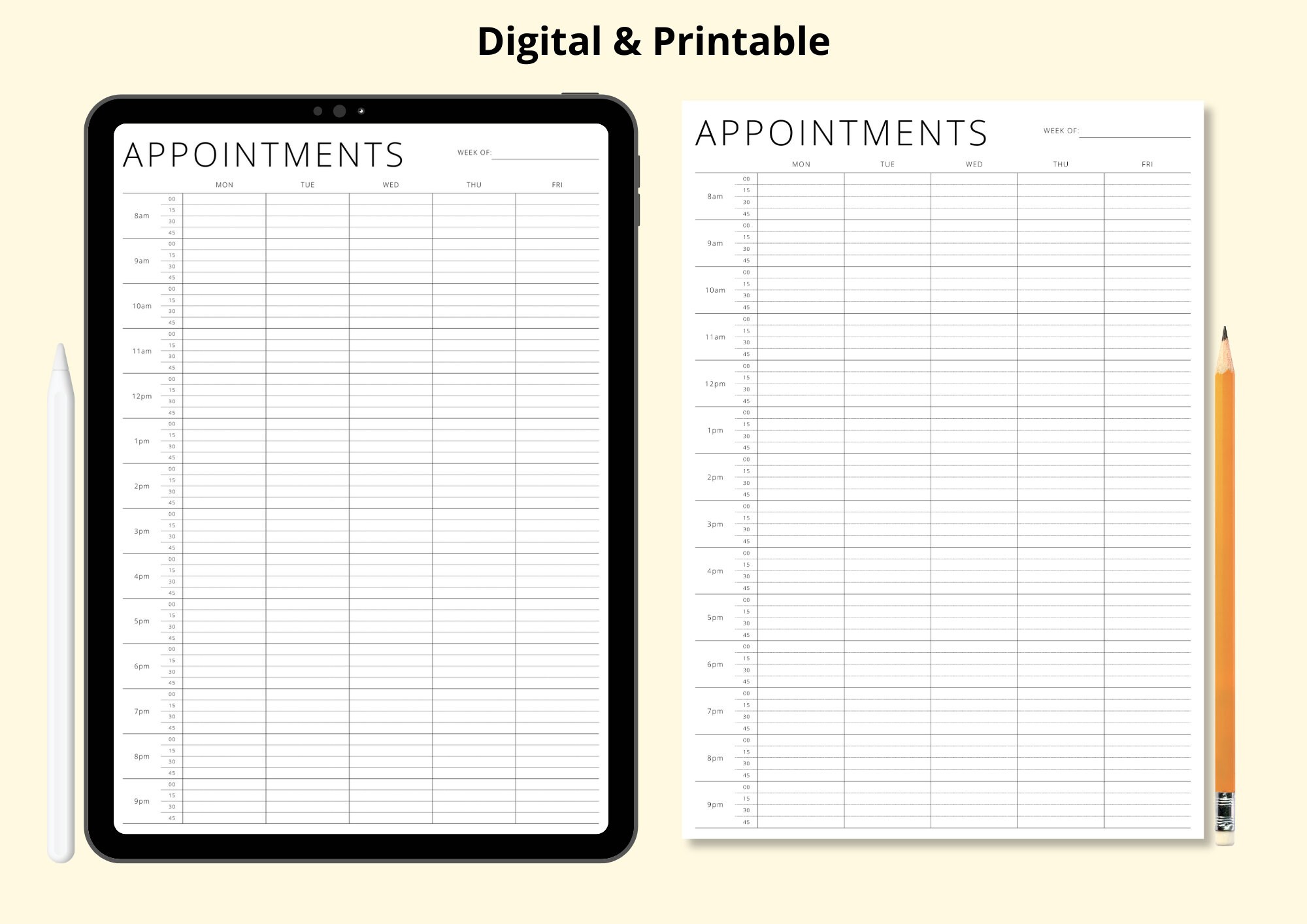 Appointment Tracker Printable, 15 Minute Interval Planner Template, 5 ...