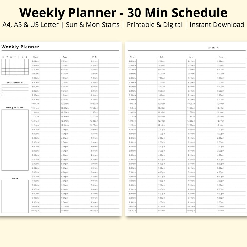Weekly Planner Sheet - Etsy