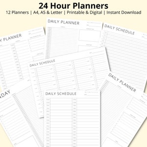 24 Hour Planners, Daily & Weekly Time Blocking PDFs, Schedule Templates, To Do List, Productivity Planners, Printable/Digital, A4/A5/Letter