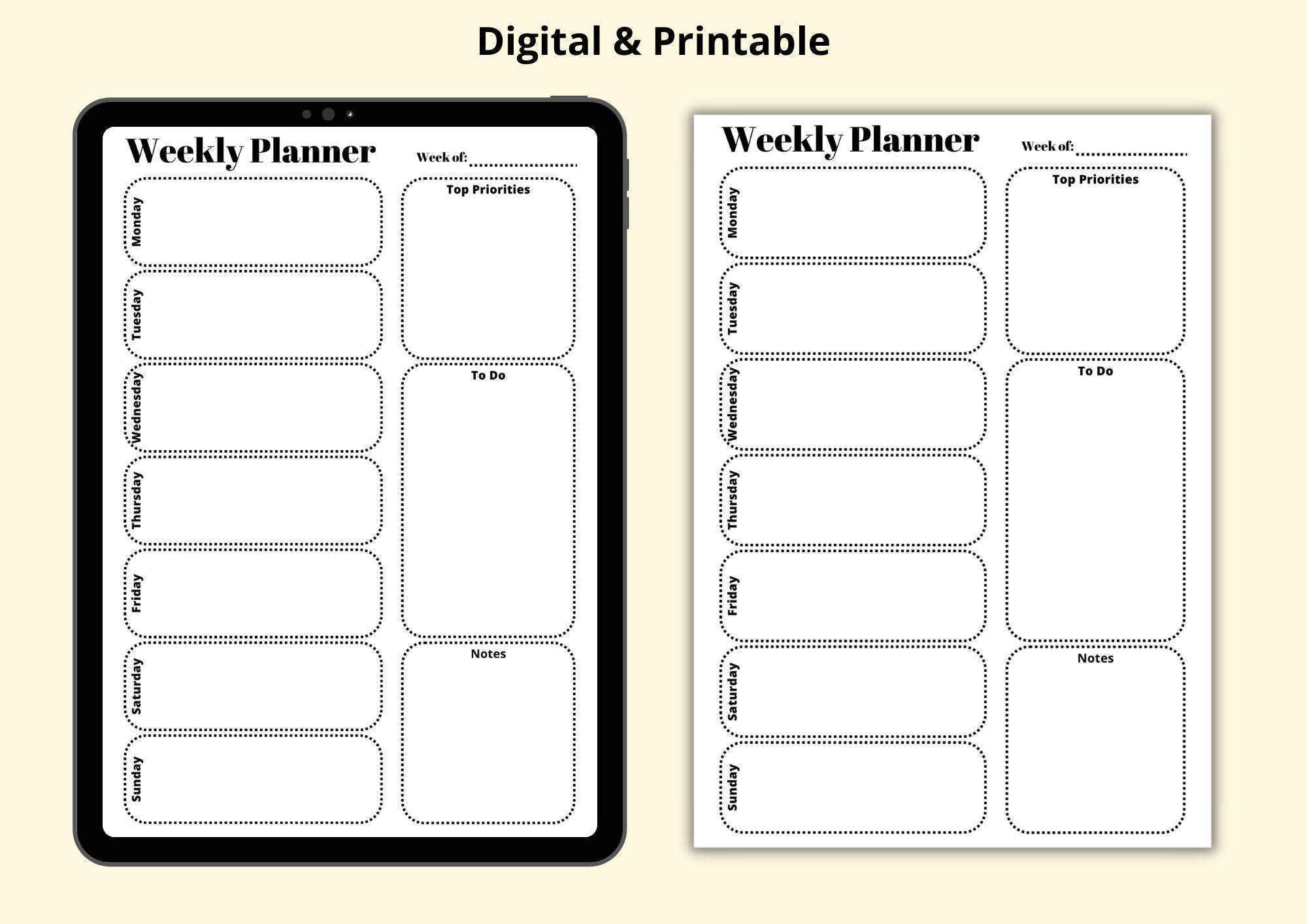 Weekly Planner, 7 Day Planner Template, Weekly Agenda PDF, to Do List ...