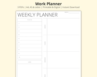 Może przedstawiać: Czarno-biały tygodniowy planer do wydrukowania z tekstem "WEEKLY PLANNER" u góry. Planer zawiera sekcje dla "TO DO LIST", "MONDAY", "TUESDAY", "WEDNESDAY", "THURSDAY", "FRIDAY", "SATURDAY" i "SUNDAY". Jest też sekcja dla "NOTES".