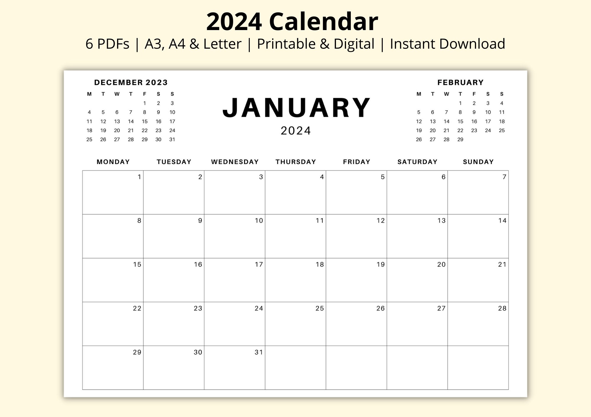 2024-calendar-3-months-per-page-simple-landscape-calendar-pdf-12-month-annual-planner-month-at-a-glance-printable-digital-a4-a3-letter-etsy