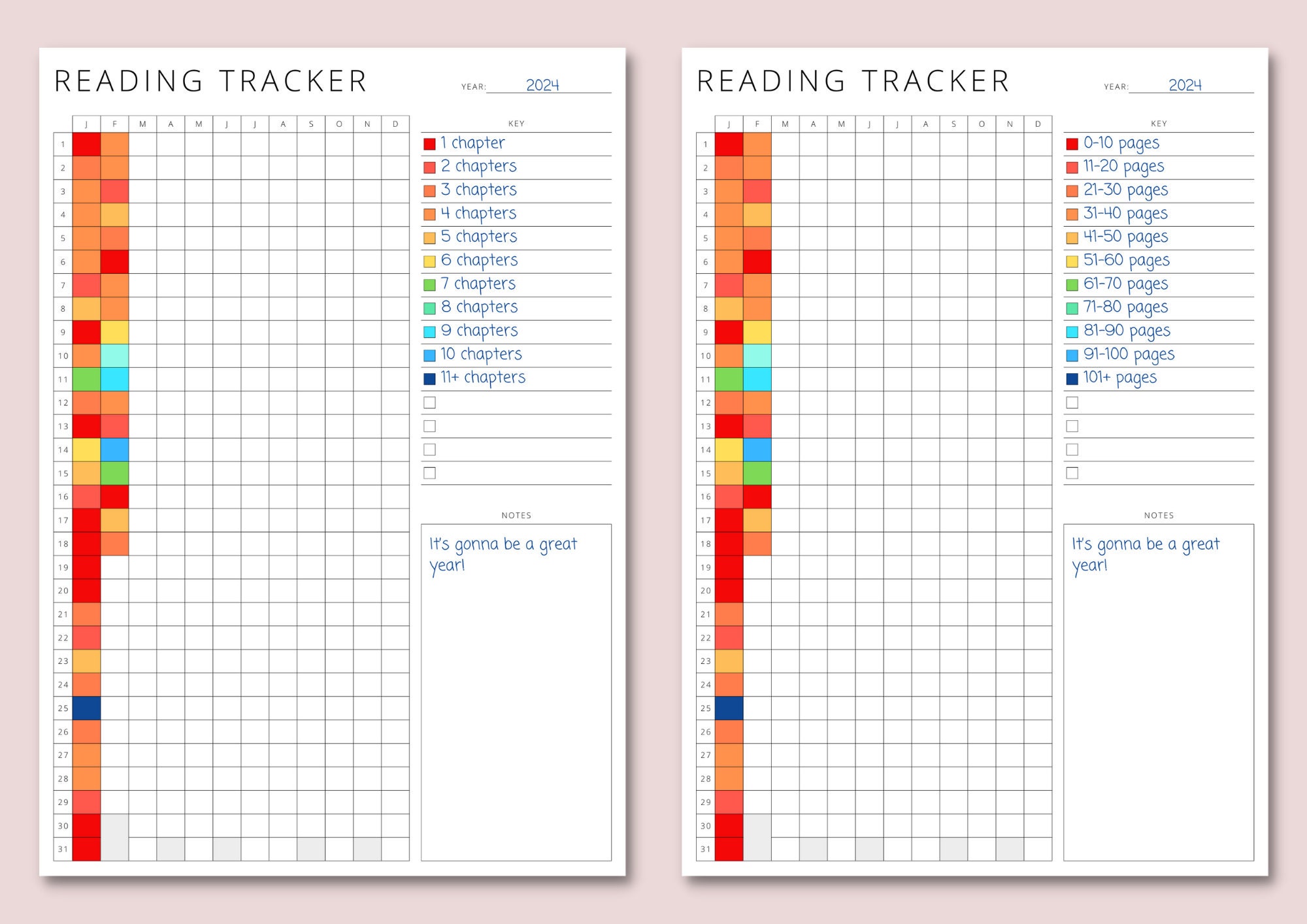 Reading Tracker, Book Progress Log, Annual Reading Challenge, Yearly ...