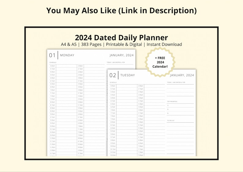 2024 Monthly Calendar 2024 Planner Month at a Glance Etsy UK