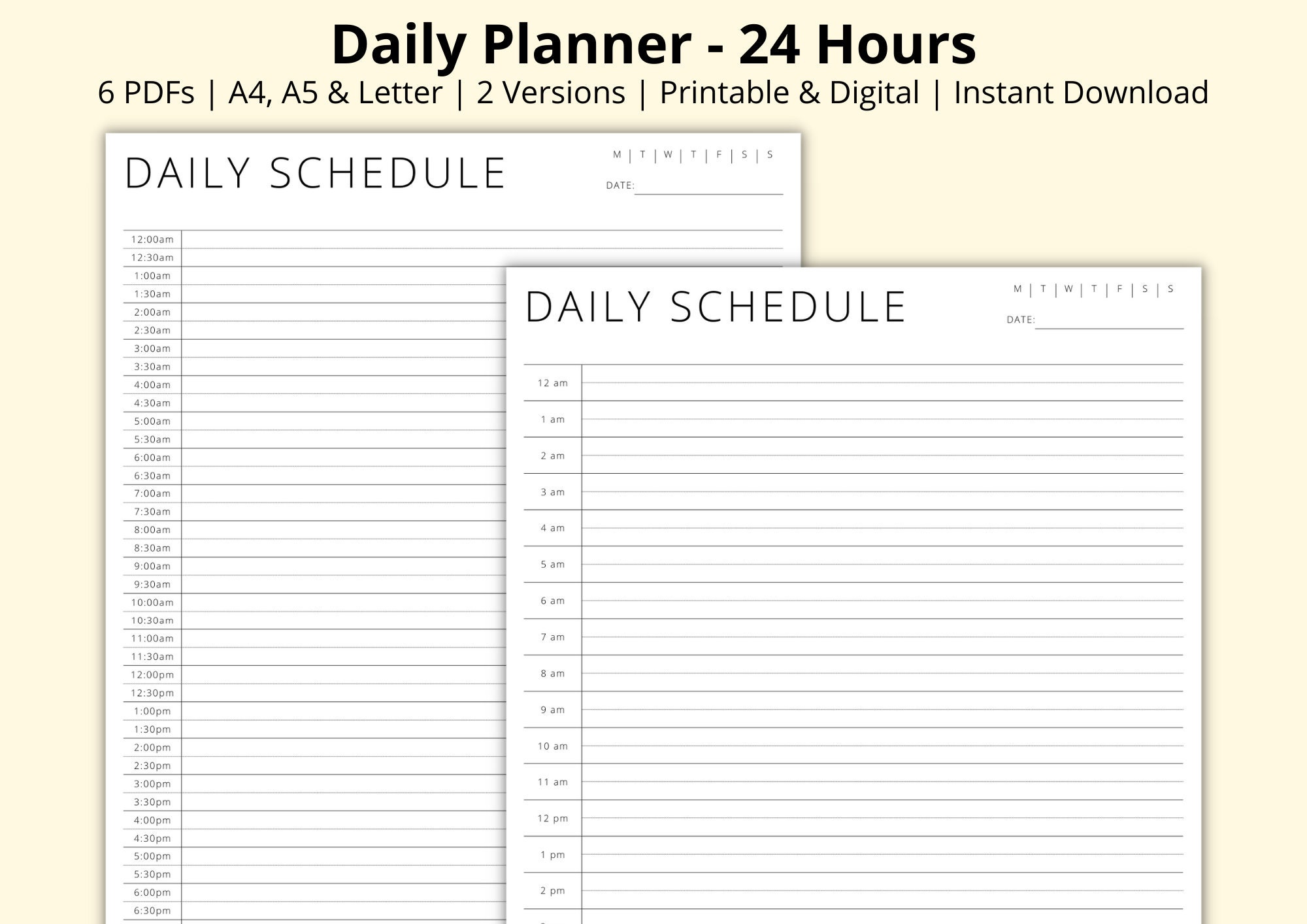 Daily Planner 24 Hour Planner 30 Minute Schedule Time Etsy Daily Planner 24 Hour Planner 30 Minute Schedule Time Etsy