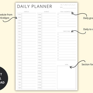 20 Minute Planner Printable, Appointment Tracker, Time Block PDF, Day Schedule Template, Daily Overview, Productivity Planner, A4/A5/Letter image 2