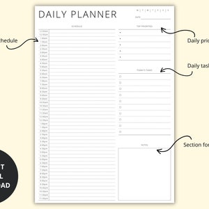 24 Hour Daily Planner, 30 Minute Increment, Hourly Time Blocking PDF ...