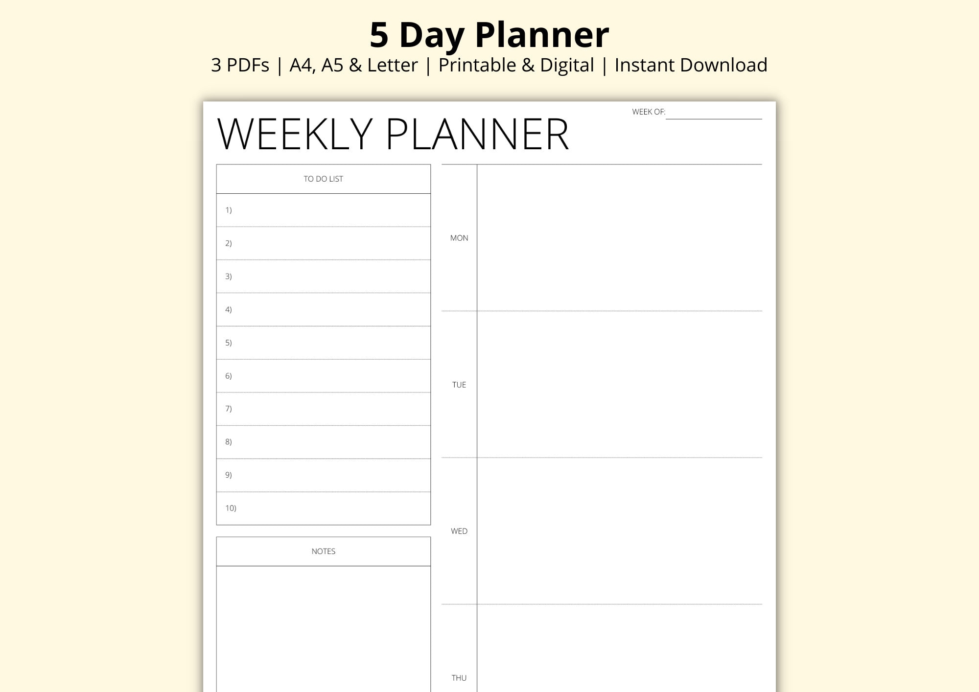 5-day-planner-weekly-planner-template-week-at-a-glance-weekly-overview-tasks-list-productivity-planner-printable-digital-a4-a5-letter-etsy