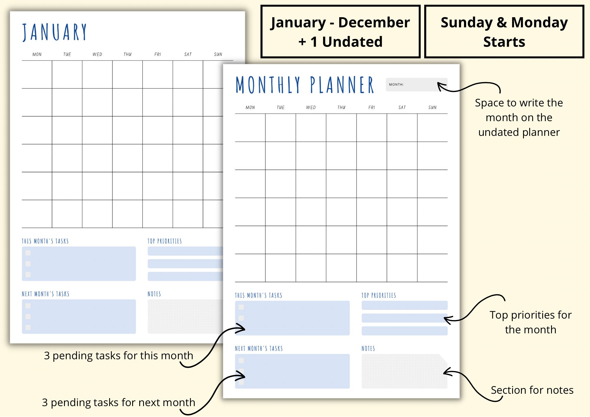 Planner Bundle - Daily Weekly Monthly and Yearly Planners, to Do Lists ...
