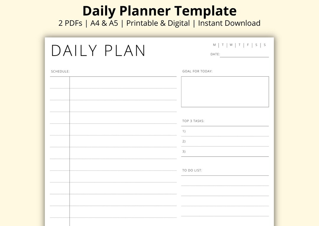 Daily Planner Template Blank Planner Time Blocking Hourly - Etsy