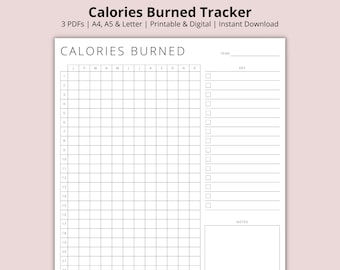 Kalorien Tracker, Kalorienzählen, Abnehm-Planung, Fitness Planer Journal, Jährliches Pixel Sheet, Printable/Digital,A4/A5/Letter