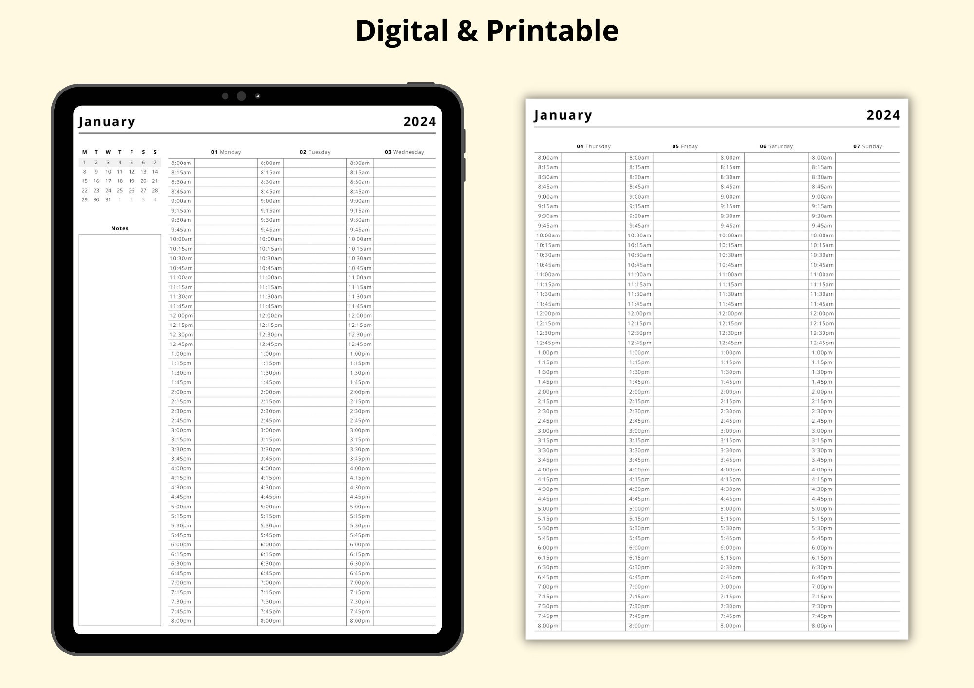 2024 Appointment Book, 15 Minute Planner, 2024 Calendar, Weekly Planner,  Appointment Tracker, 2024 Diary, Printable/digital, A4/a5/letter 