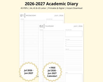 2026-2027 Academic Planner, July 26-June 27, A4/A5/Letter