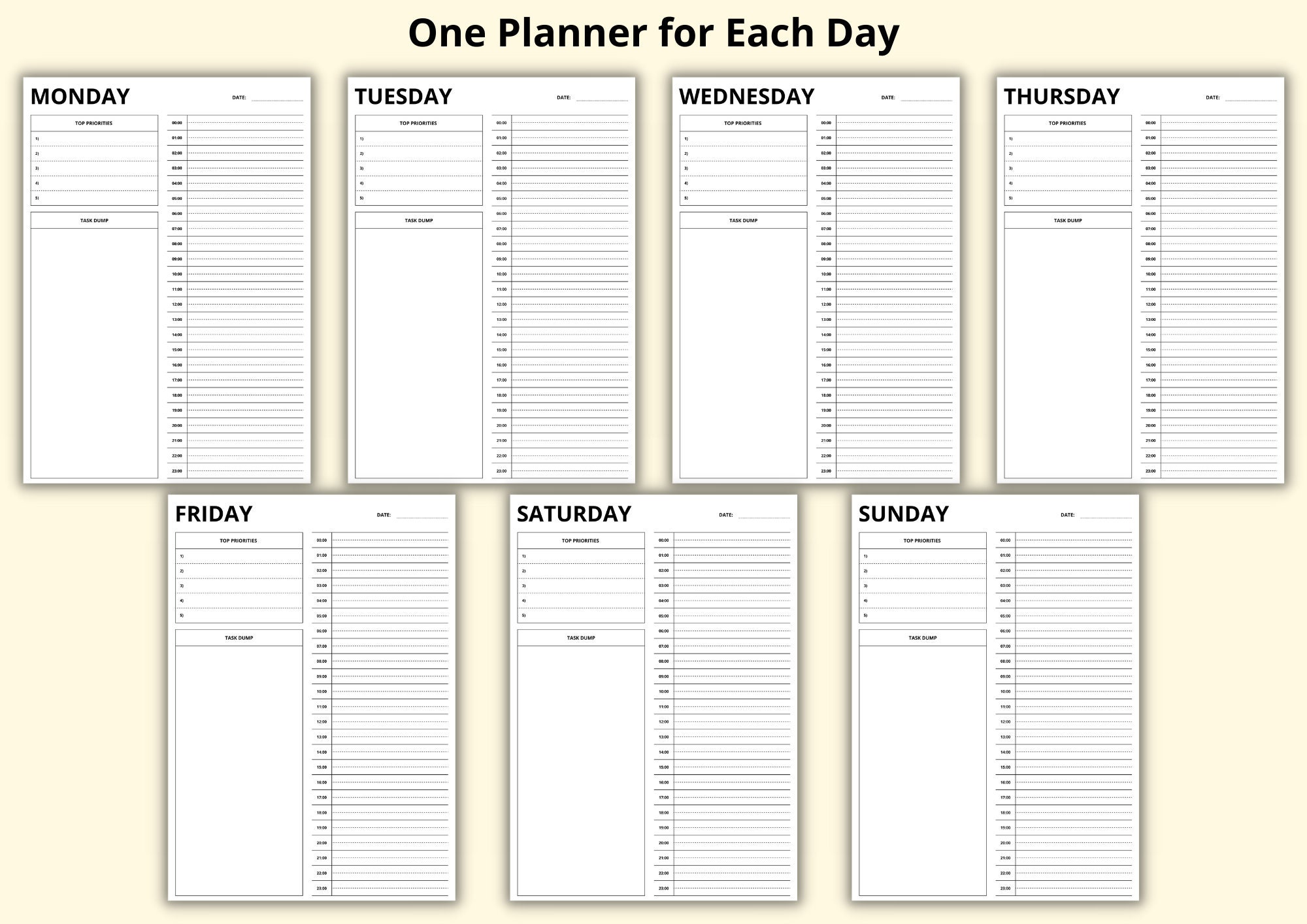 Timebox Planner, 7 Day Time Blocking, Daily Planner, 24 Hour Planner ...