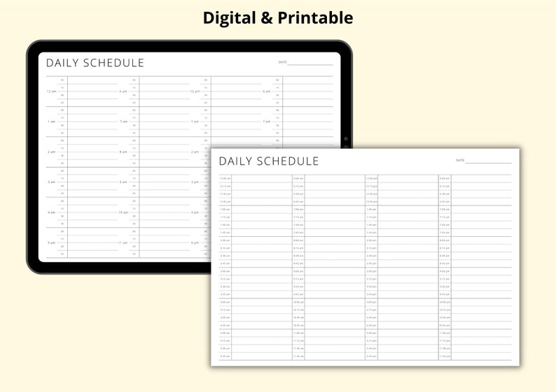 Daily Timetable Sheet, 15 Minute Increments, Appointment Book, Daily ...