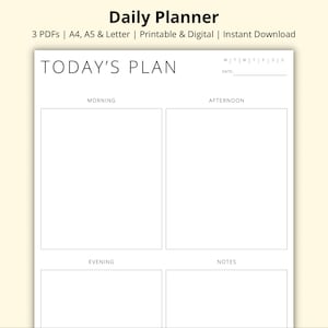 Daily Planner, Morning Afternoon Evening Routine, Day Schedule Template, Daily Overview, Daily To Do List, Printable/Digital, A4/A5/Letter