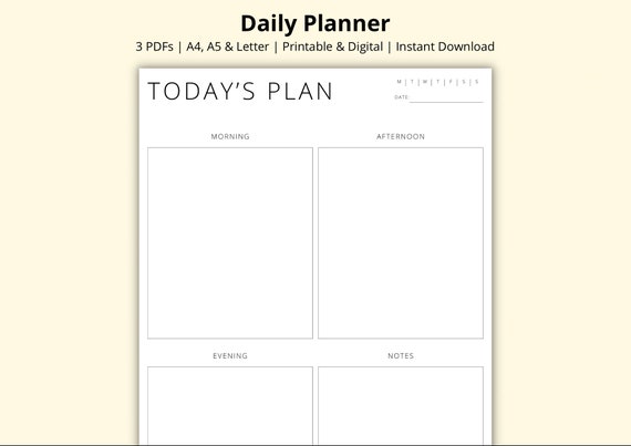 Daily Planner, Morning Afternoon Evening Routine, Day Schedule Template,  Daily Overview, Daily to Do List, Printable/digital, A4/a5/letter - Etsy