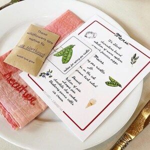 Summer Wedding Menu Template - Comes with 4 options - Printable Wedding Menu - Customizable Wedding Menu - Trendy Wedding Menu - Handwritten