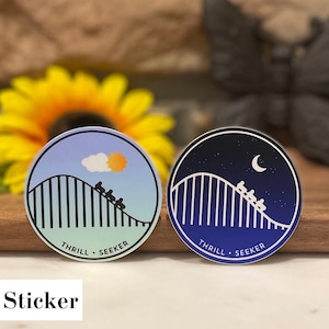 Roller Coaster Sticker, Thrill Seeker Sticker, Roller Coaster Lover Sticker, Roller Coaster Enthusiast Sticker, Theme Park Sticker, Decal