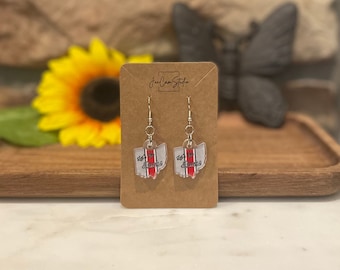 Buckeyes Earrings, Let's Go Bucks Earrings, Ohio Earrings, Ohio College Football Earrings