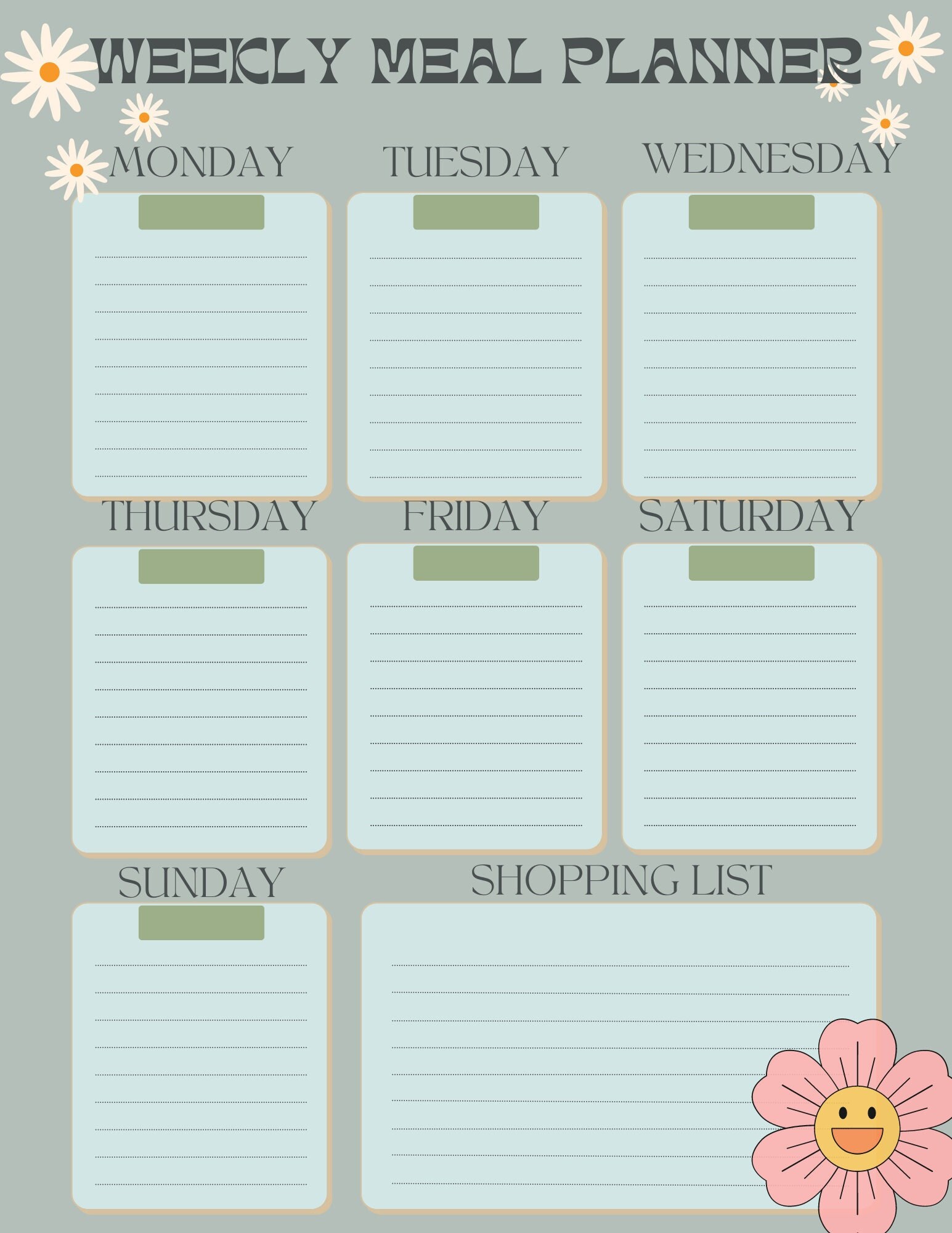 Groovy Meal Planner Digital Download - Etsy